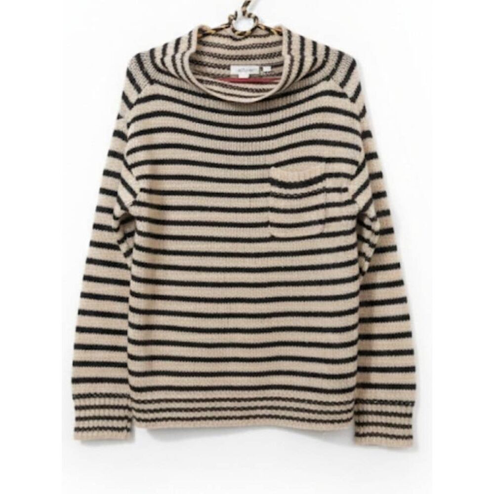 Wallace‎ womens medium slouchy sweater mohair boho stripe sand beige tan black